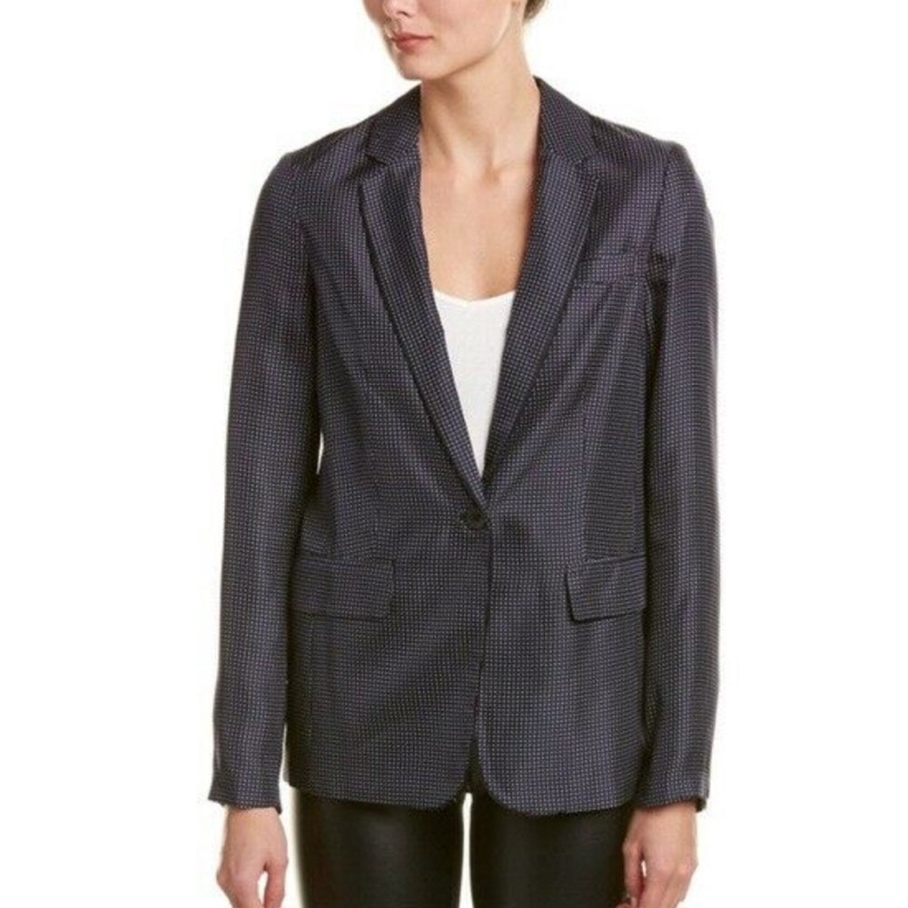Rag & Bone polka dot navy blue silk blazer